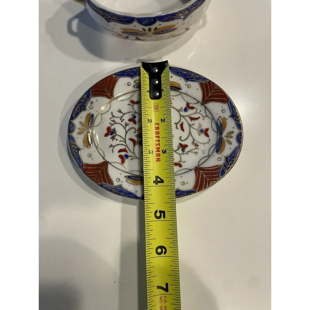 Vintage Japanese Imari Hand Painted porcelain bowl saucer set Mid-20th century